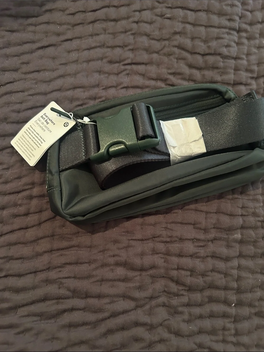 lululemon athletica Mini Zip Pouch in Dark Green with Silver Logo